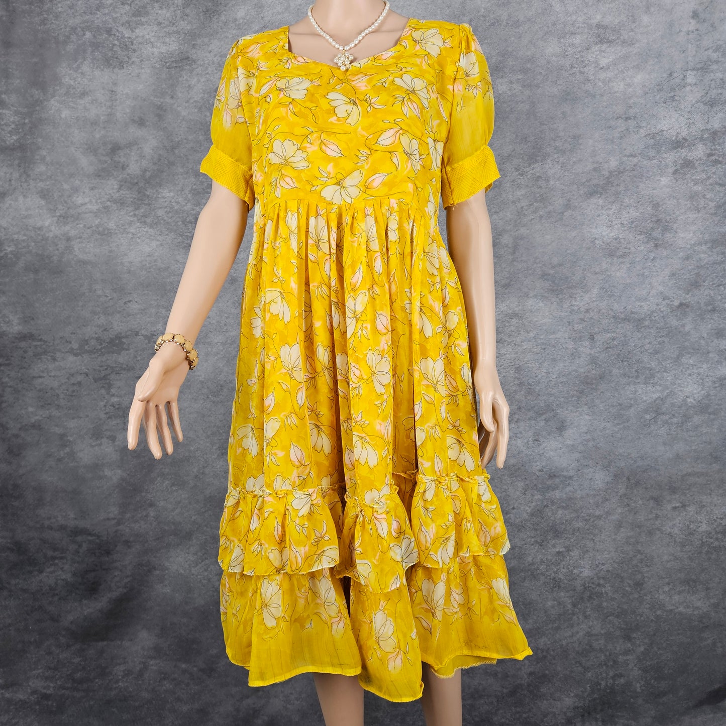 Butterfly Yellow Georgette Frock