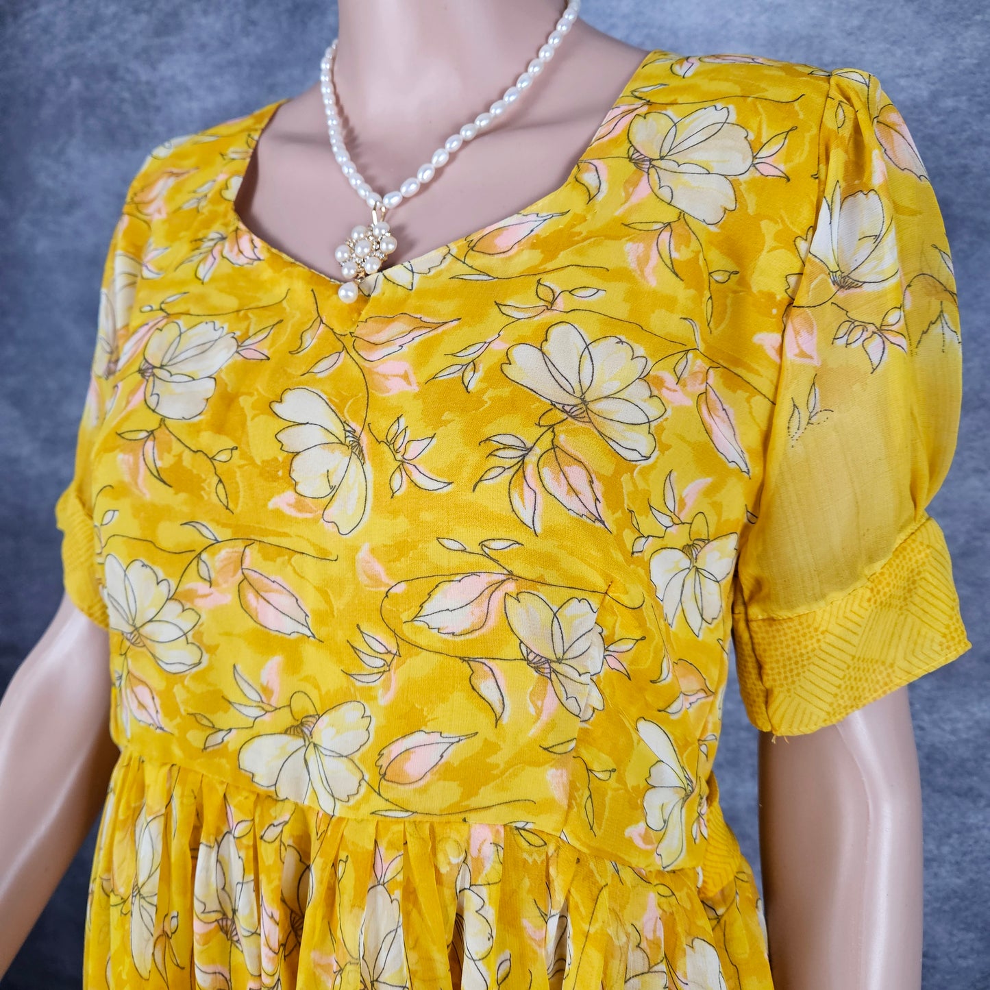 Butterfly Yellow Georgette Frock