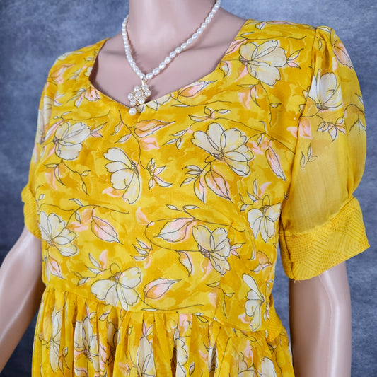 Butterfly Yellow Georgette Frock