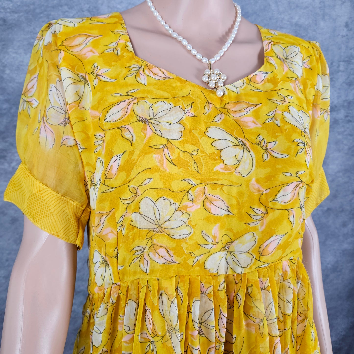 Butterfly Yellow Georgette Frock