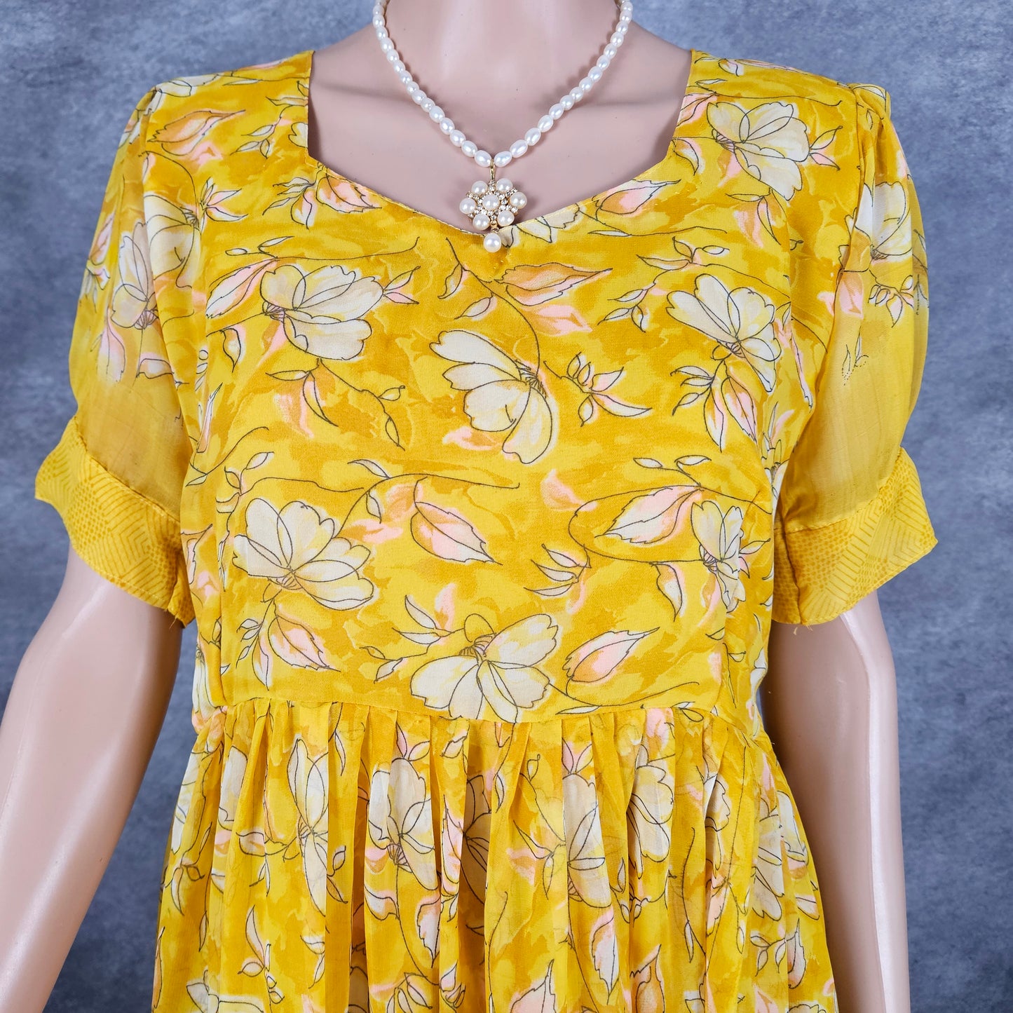 Butterfly Yellow Georgette Frock