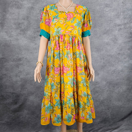 Yellow Splashed Georgette Frock