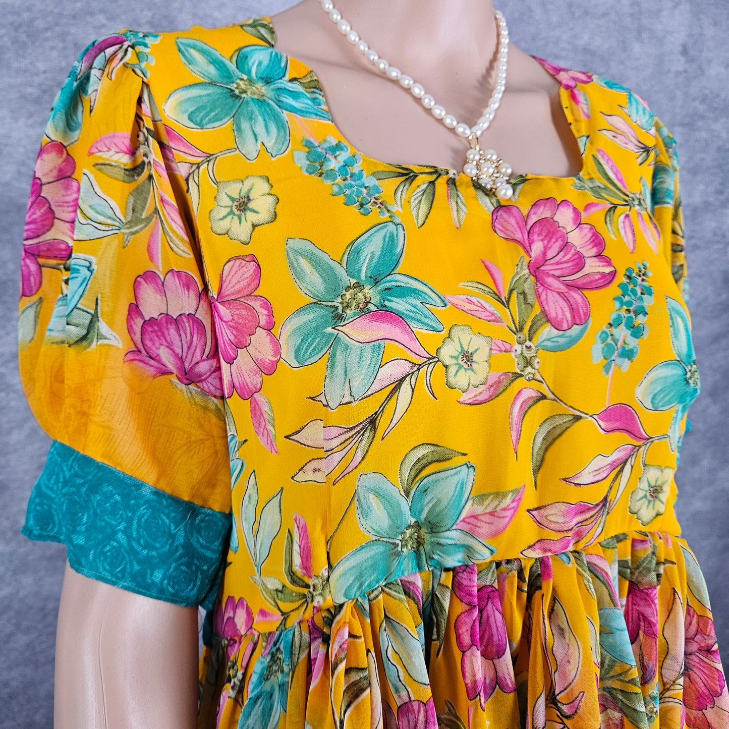 Yellow Splashed Georgette Frock